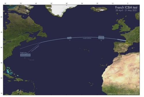 洲际导弹飞行轨迹示意图
