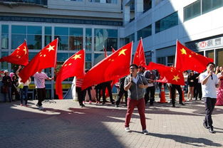 中国国旗高高飘扬