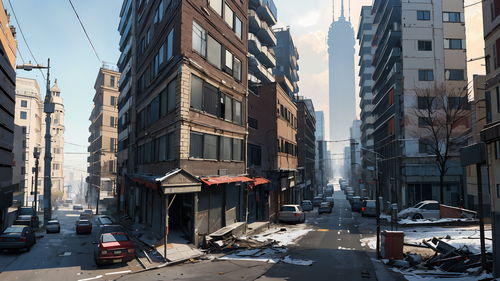 一处战争后的废墟景象