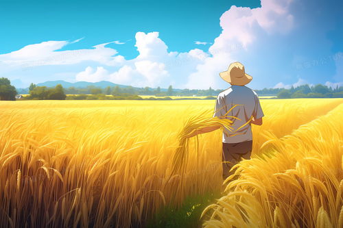 一个人孤独地站在麦田里的背影